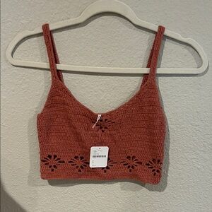 Free People Terracotta Crochet Tank Top